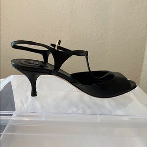 Bally Black Leather Open-Toe Shoes Sz 8M